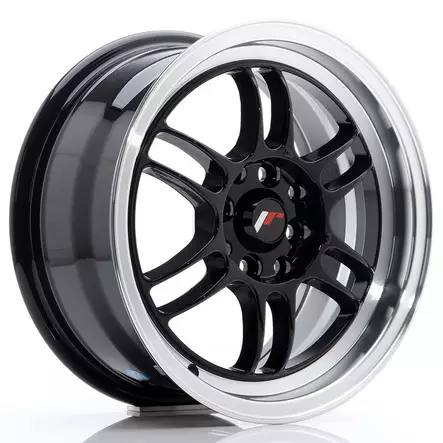 JR Wheels JR7 15x7 ET38 4x100/114 Glossy Black w/Machined Lip - Japan Racing vanteet - 5902211917830 - 1