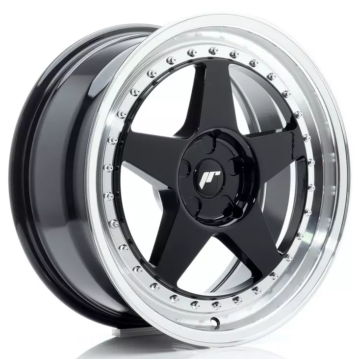 JR Wheels JR6 18x8 ET20-35 5H BLANK Gloss Black w/Machined Lip - Japan Racing vanteet - 5902211999430 - 1