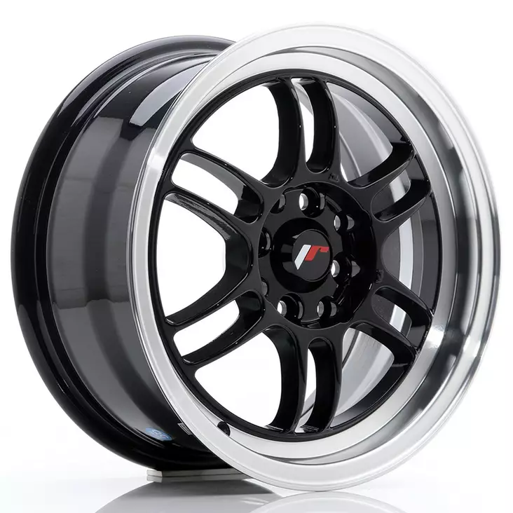 JR Wheels JR7 15x7 ET38 4x100/114 Glossy Black w/Machined Lip - Japan Racing vanteet - 5902211917830 - 1