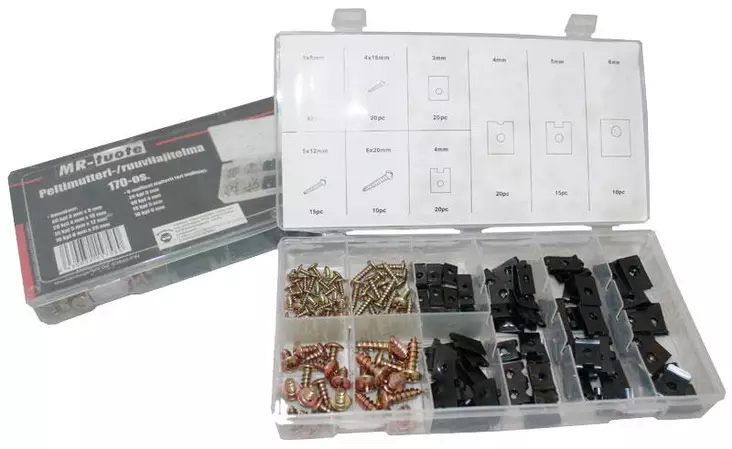 Peltimutteri- / ruuvilajitelma 170-os - Autotyökalut ja tarvikkeet - 6430032157580 - 1