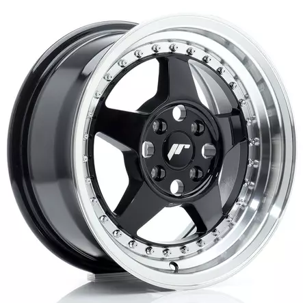 JR Wheels JR6 15x7 ET35 4x100 Gloss Black w/Machined Lip - Japan Racing vanteet - 5902211998921 - 1