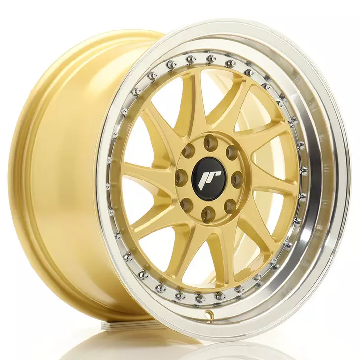 JR Wheels JR26 16x8 ET25 4x100/108 Gold w/Machined Lip - Japan Racing vanteet - 5902211975991 - 1