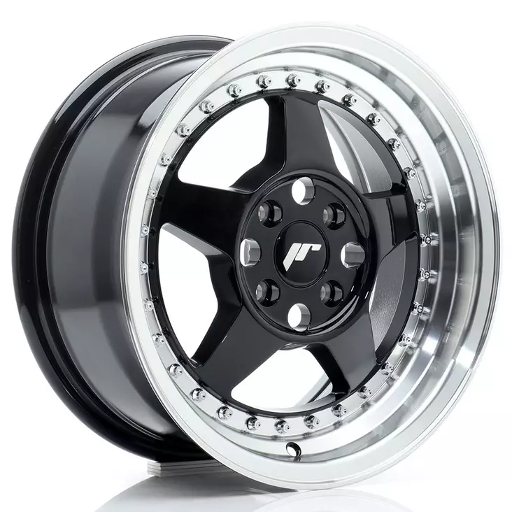 JR Wheels JR6 15x7 ET35 4x100 Gloss Black w/Machined Lip - Japan Racing vanteet - 5902211998921 - 1