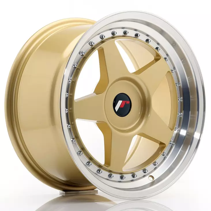 JR Wheels JR6 17x9 ET20-35 BLANK Gold w/Machined Lip - Japan Racing vanteet - 5902211924791 - 1