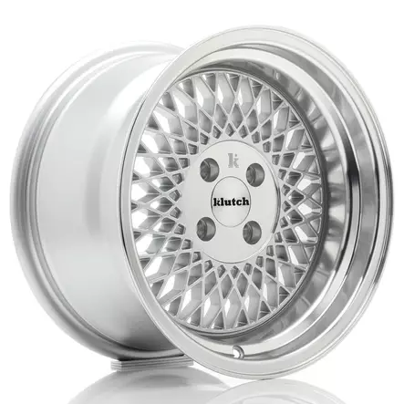 Klutch SL1 15x8,5 ET17 4x100 Silver w/ Machined Lip - Klutch vanteet - 5906871106092 - 2