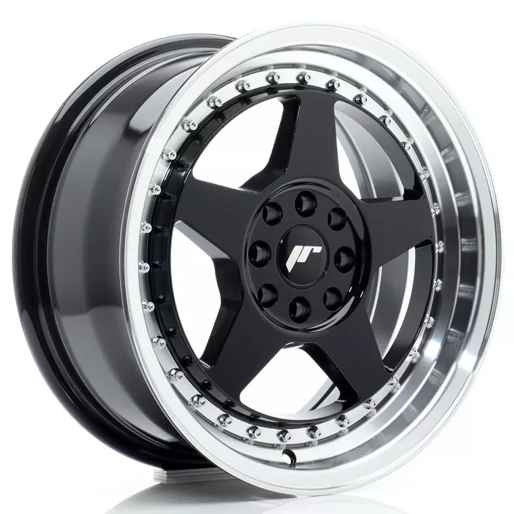 JR Wheels JR6 16x7 ET25 4x100/108 Gloss Black w/Machined Lip - Japan Racing vanteet - 5902211999072 - 1