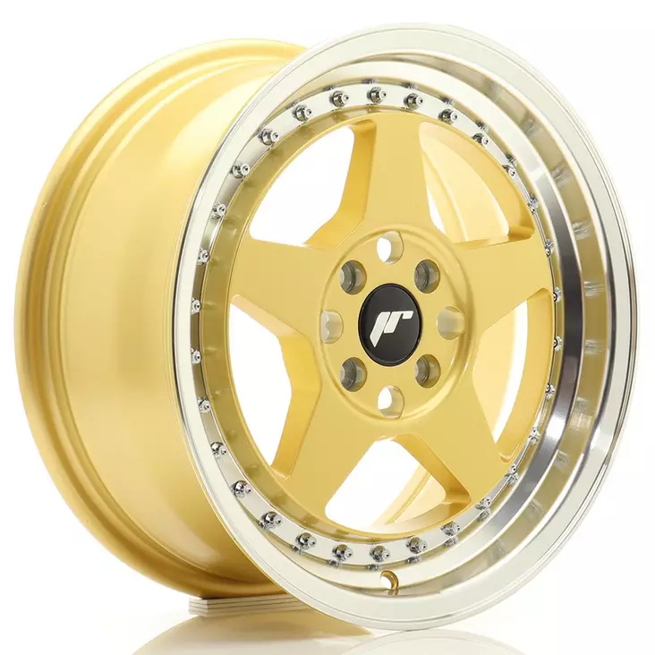 JR Wheels JR6 16x7 ET35 4x100 Gold w/Machined Lip - Japan Racing vanteet - 5902211999102 - 1