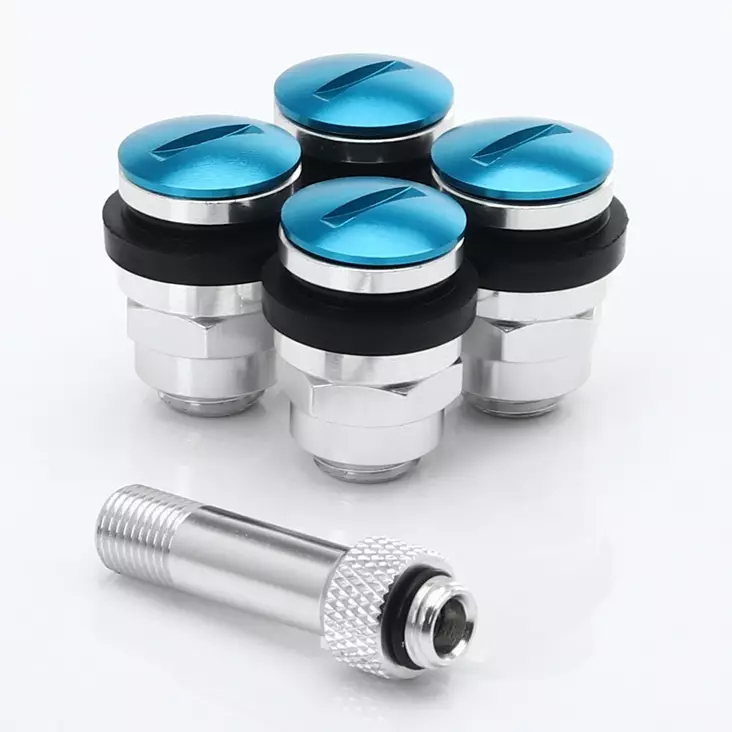 Set of Flat aluminum air valves JR v1 - BLUE - Venttiilit vanteille - 5902211923312 - 1
