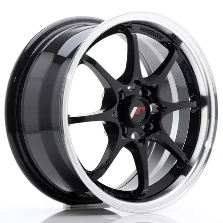 JR Wheels JR5 15x7 ET35 4x100 Gloss Black w/Machined Lip - Japan Racing vanteet - 5902211917595 - 1