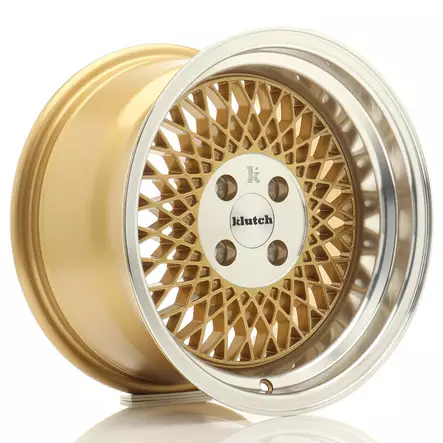 Klutch SL1 16x8 ET15 4x100 Gold w/ Machined Lip - Klutch vanteet - 5906871106115 - 2