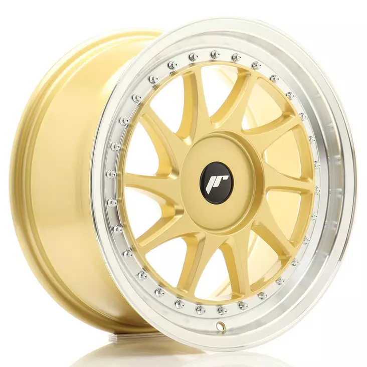 JR Wheels JR26 17x8 ET20-35 BLANK Gold w/Machined Lip - Japan Racing vanteet - 5906871103565 - 1