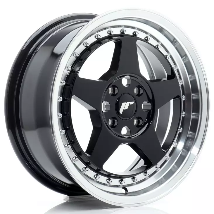 JR Wheels JR6 16x7 ET35 4x100 Gloss Black w/Machined Lip - Japan Racing vanteet - 5902211999096 - 1