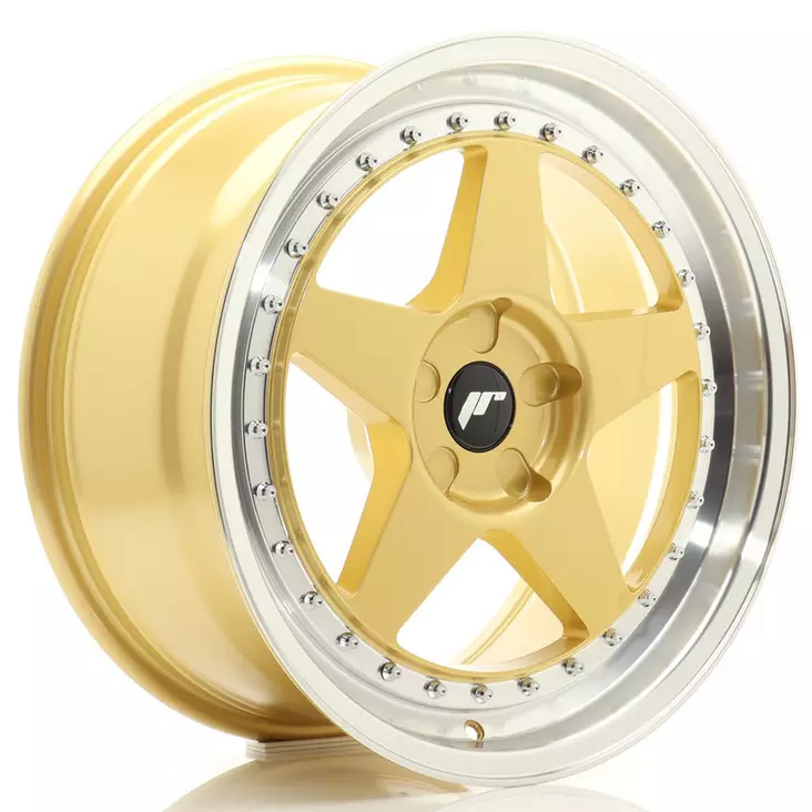JR Wheels JR6 18x8 ET20-35 5H BLANK Gold w/Machined Lip - Japan Racing vanteet - 5902211999447 - 1