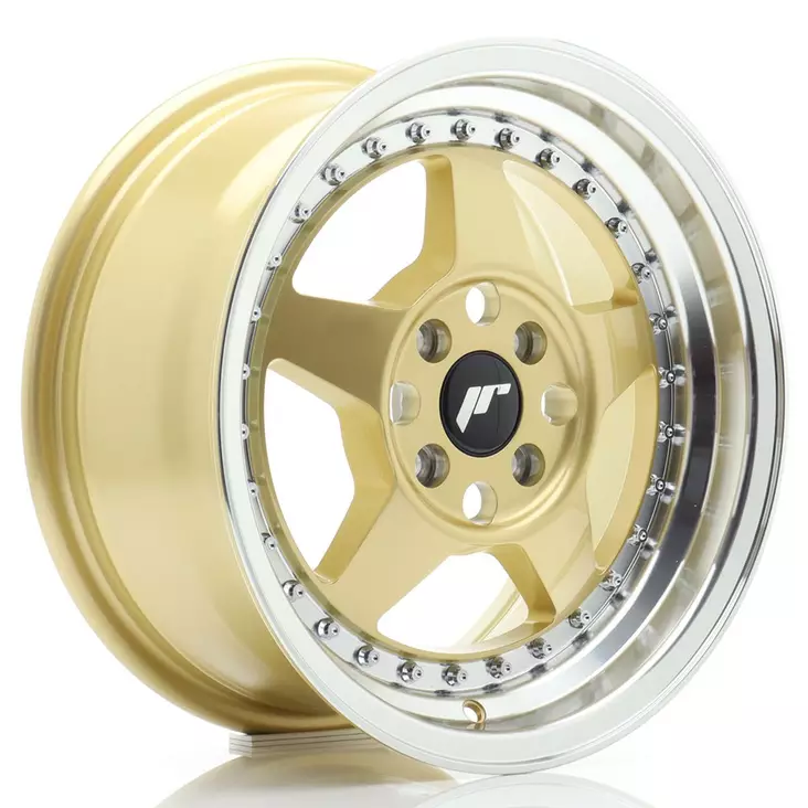 JR Wheels JR6 15x7 ET35 4x100 Gold w/Machined Lip - Japan Racing vanteet - 5902211998938 - 1