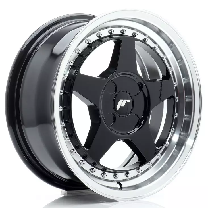 JR Wheels JR6 16x7 ET20-35 4H BLANK Gloss Black w/Machined Lip - Japan Racing vanteet - 5902211999058 - 1
