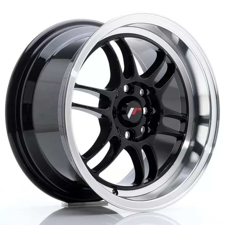 JR Wheels JR7 15x8 ET35 4x100/114 Glossy Black w/Machined Lip - Japan Racing vanteet - 5902211917908 - 1