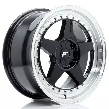 JR Wheels JR6 17x8 ET20-35 4H BLANK Gloss Black w/Machined Lip - Japan Racing vanteet - 5902211999249 - 1
