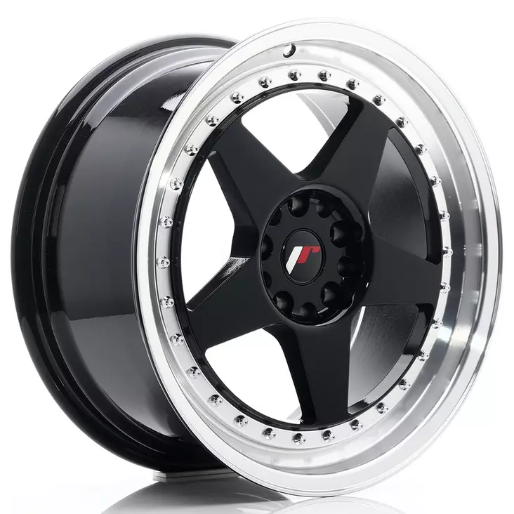 JR Wheels JR6 18x8,5 ET22 5x114,3/120 Glossy Black w/Machined Lip - Japan Racing vanteet - 5902211924999 - 1