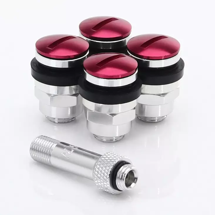Set of Flat aluminum air valves JR v1 - RED - Venttiilit vanteille - 5902211923329 - 1