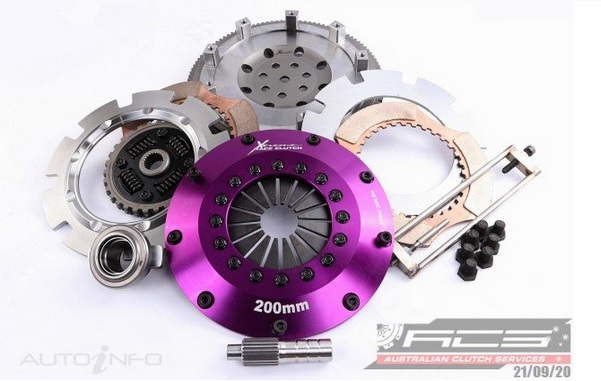 Xtreme Clutch 2-levy sintterikytkin 200mm jousitetuilla levyillä sekä vauhtipyörä 4G63T Mitsubishi Evo 4-9 - Kytkimet - KMI20522-2B - 1