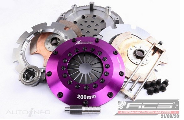 Xtreme Clutch 2-levy sintterikytkin 200mm kiinteillä levyillä sekä vauhtipyörä 4G63T Mitsubishi EVO 4-9 - Kytkimet - KMI20522-2E - 1
